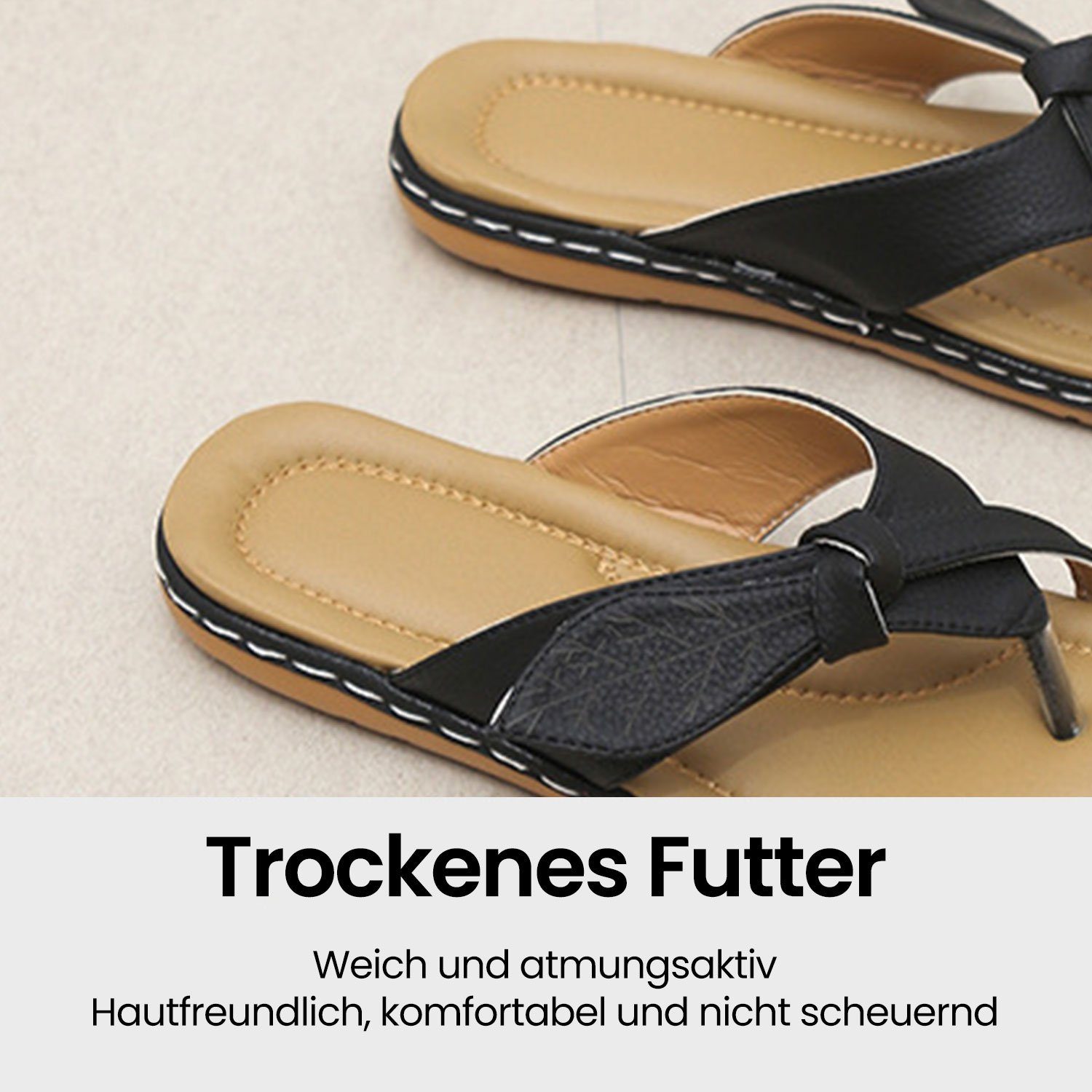 Zehentrenner flache Schwarz Pantoffeln Slides Outdoor Daisred Hausschuhe Sandale