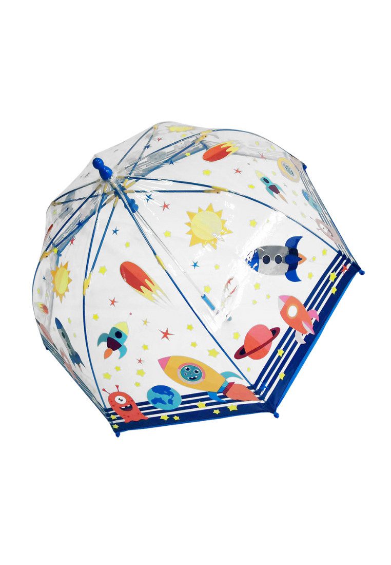 Yuhu.kids Stockregenschirm Kinder Regenschirm Weltraum Motiv transparent blau, Transparent