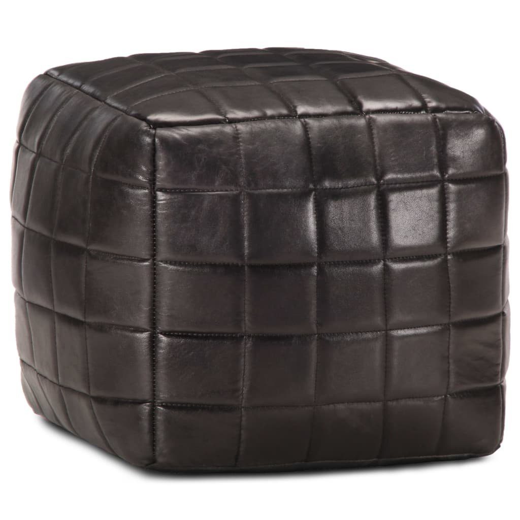 vidaXL Polsterhocker Pouf Schwarz 40 x 40 x 40 cm Echtes Ziegenleder (1 St)