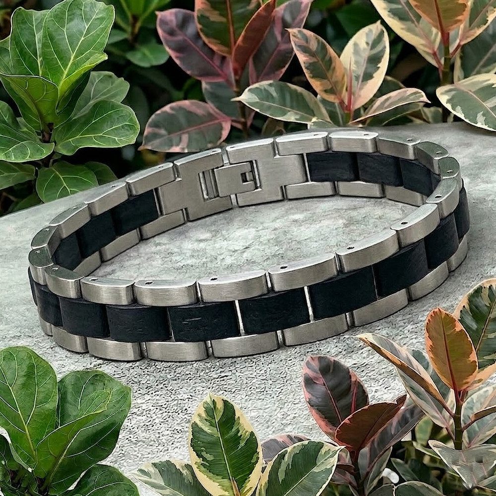 Holzwerk Edelstahlarmband Designer Holz Armband, Armkette Gliederarmband, inklusive Armbandkürzer, Holz Unikate, ideal auch als Geschenk