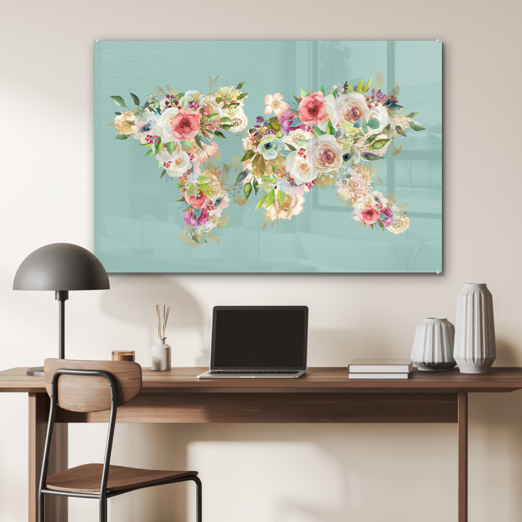 Acrylglasbild - - Acrylglasbilder Welt MuchoWow & Pflanzen, Blumen St), Karte - (1 Wohnzimmer Schlafzimmer