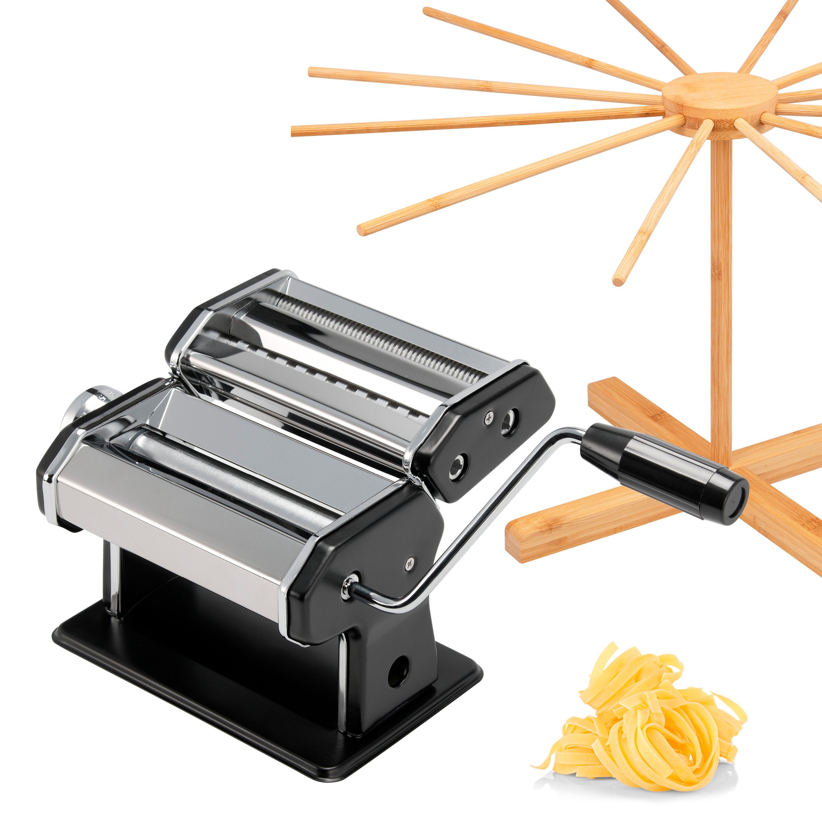 bremermann Nudelmaschine für Spaghetti, Pasta und Lasagne inkl. Nudeltrocker als Set, 7 Stufen, Edelstahl