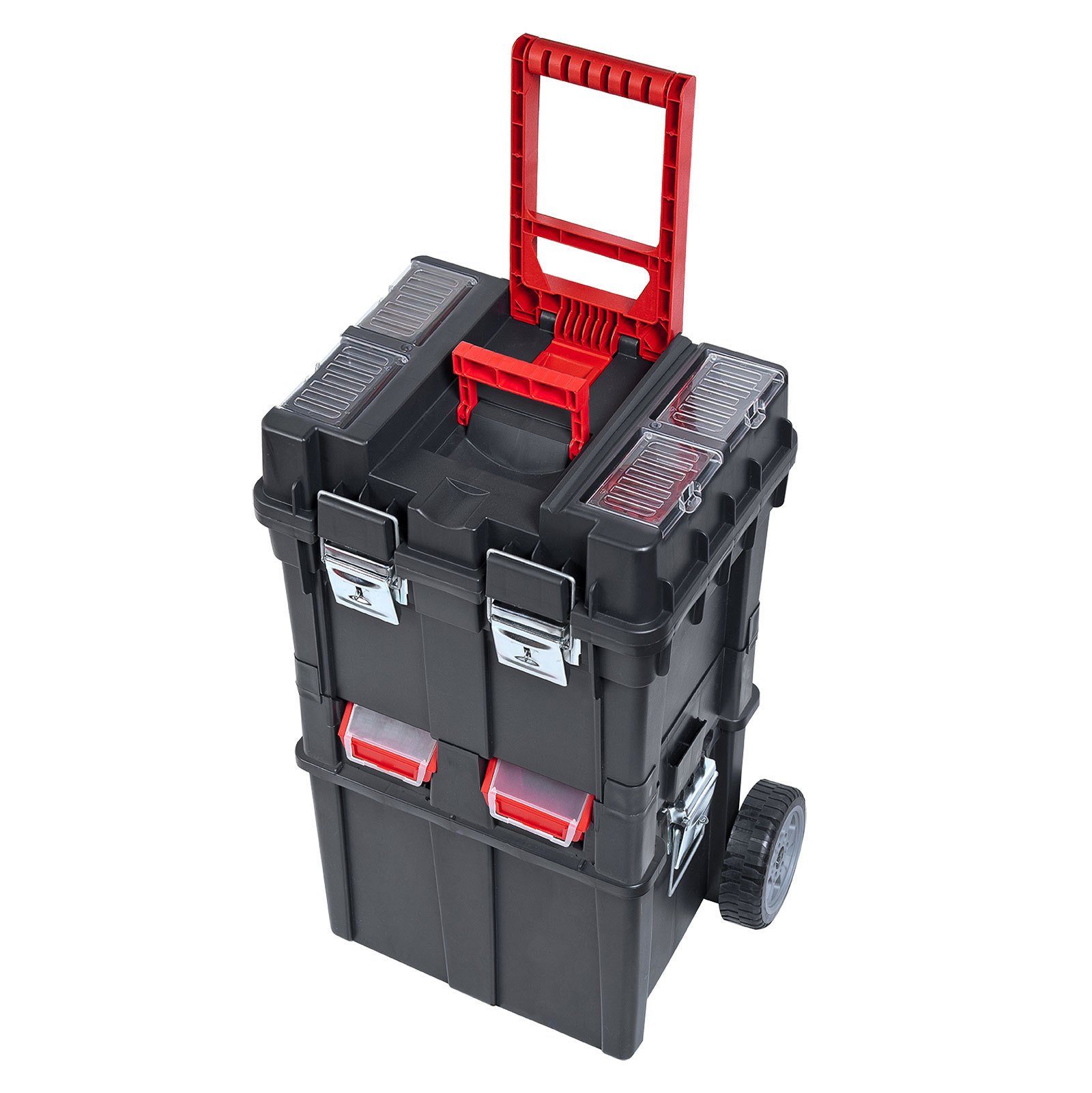 PROREGAL® SchwarzRot auf HxBxT71,2x49,5x35cm, Plus Rollen, Werkzeugkoffer WerkzeugkofferTrolley