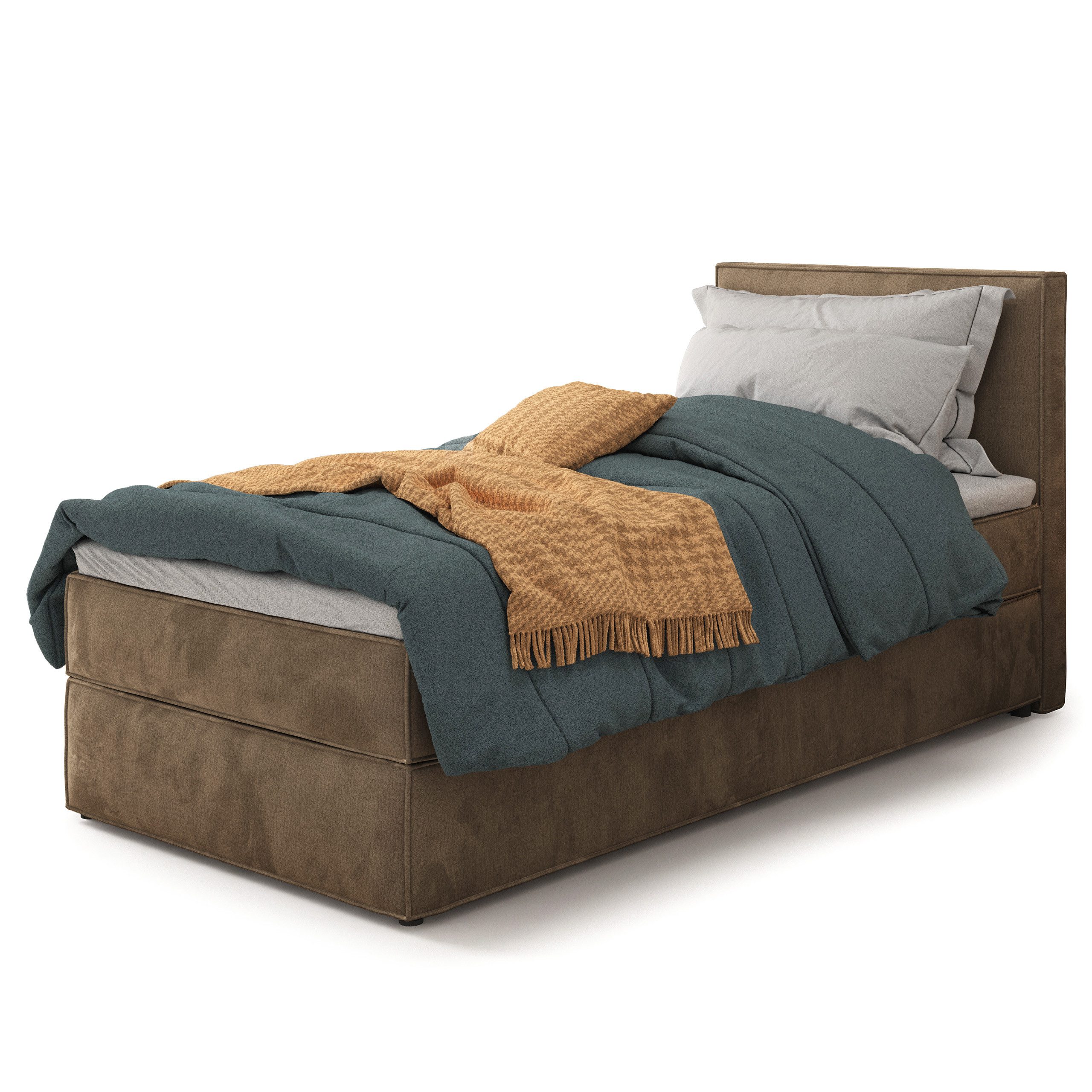Masseno Boxbett PELLIO 80x200 cm mit Bonell Matratze und Topper, Einzelbett, Jugendbett, Polsterbett mit Kopfteil, Boxspringbett