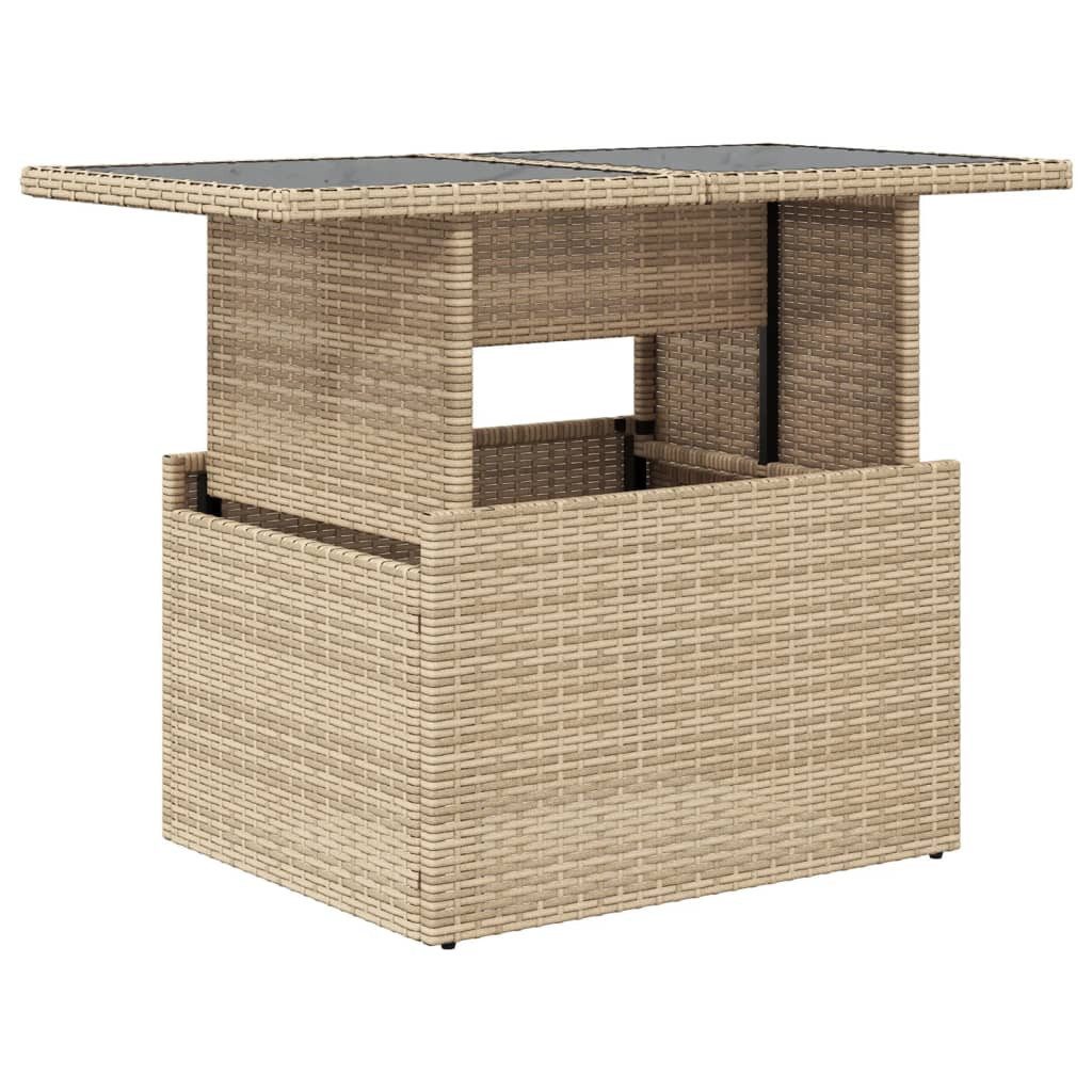 vidaXL Gartentisch Gartentisch mit Glasplatte Beige günstig online kaufen