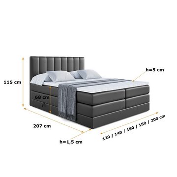 ALTDECOR Boxspringbett OTTA KING (Multipocket-Matratze H4 und H3 Matratze Bonellfederung Topper Kopfteil)