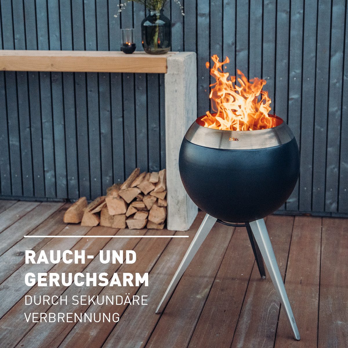 höfats Feuerschale MOON 45, (rauchfrei mit Holzvergaser-Technologie, zweistufigen Verbrennungsprozess, Feuerstelle mit ⌀ 45 cm)