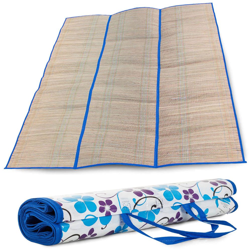 Picknickdecke Strandmatte aus Stroh 150 x 170cm – isolierend & pflegeleicht, Sport-Knight®