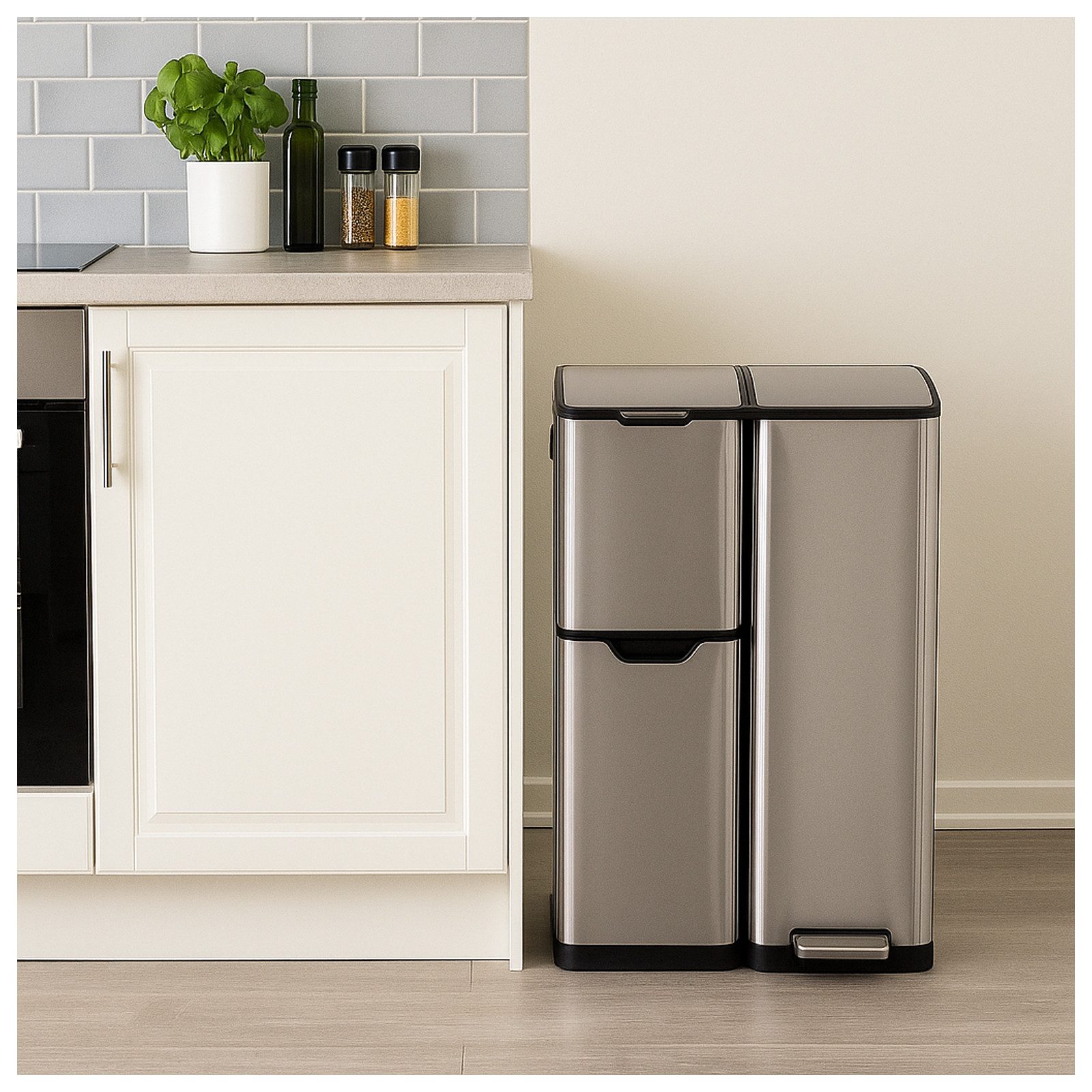 HTI-Living Mülleimer Abfalleimer Mülltrennsystem mit 3 Behältern, Mülleimer 60 Liter