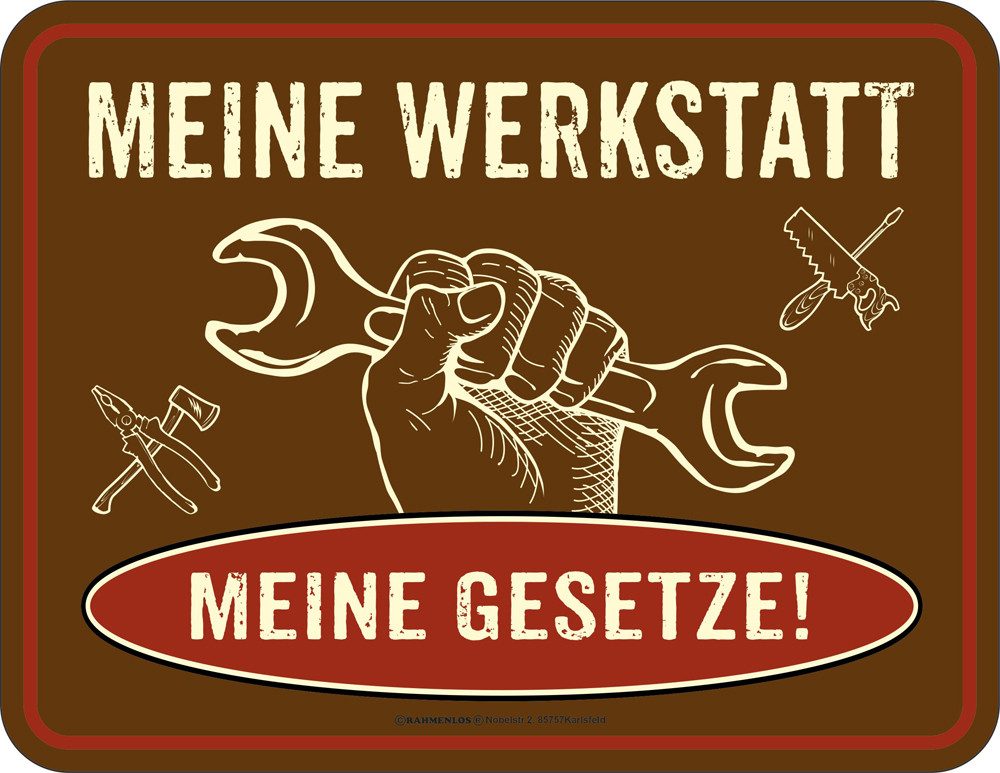 Metallschild Meine Werkstatt - Fun-Schilder - Blechschild