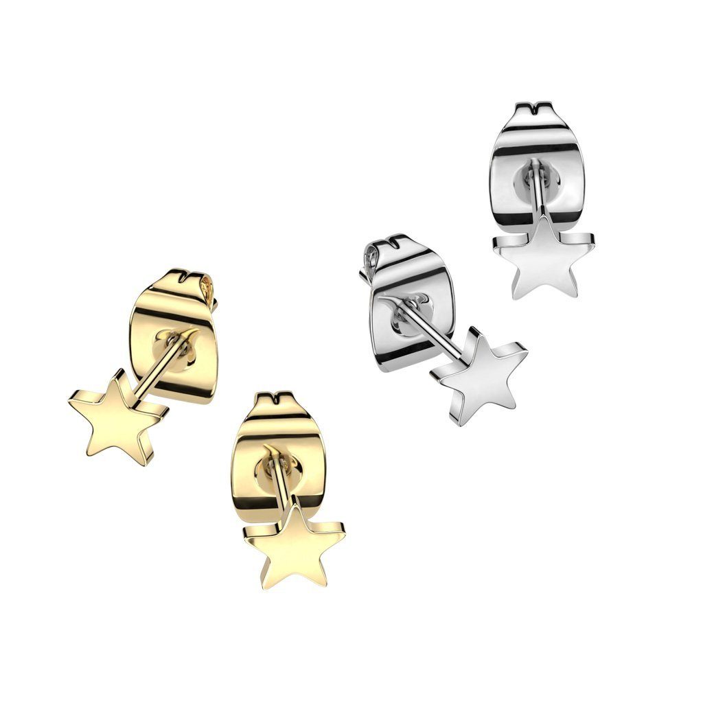 Ohrschmuck aus Stück), (2 Ohrstecker silber verschiedene Ohrringe (1 für Damen Titan Farben 2-tlg), Ohrring-Set BUNGSA Paar Stern