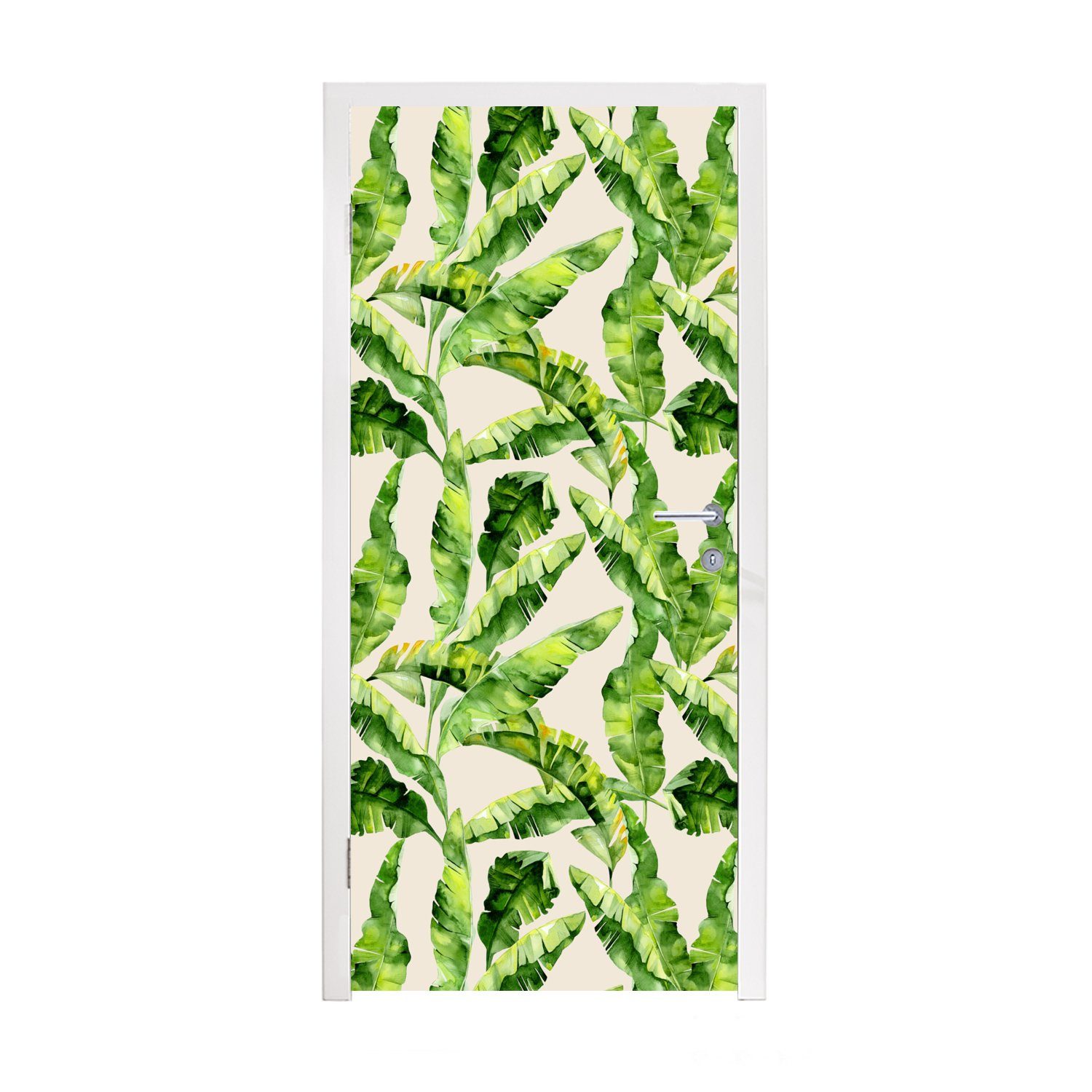 MuchoWow Türtapete Palmenblatt - Muster - Tropisch, Matt, bedruckt, (1 St), Fototapete für Tür, Türaufkleber, 75x205 cm