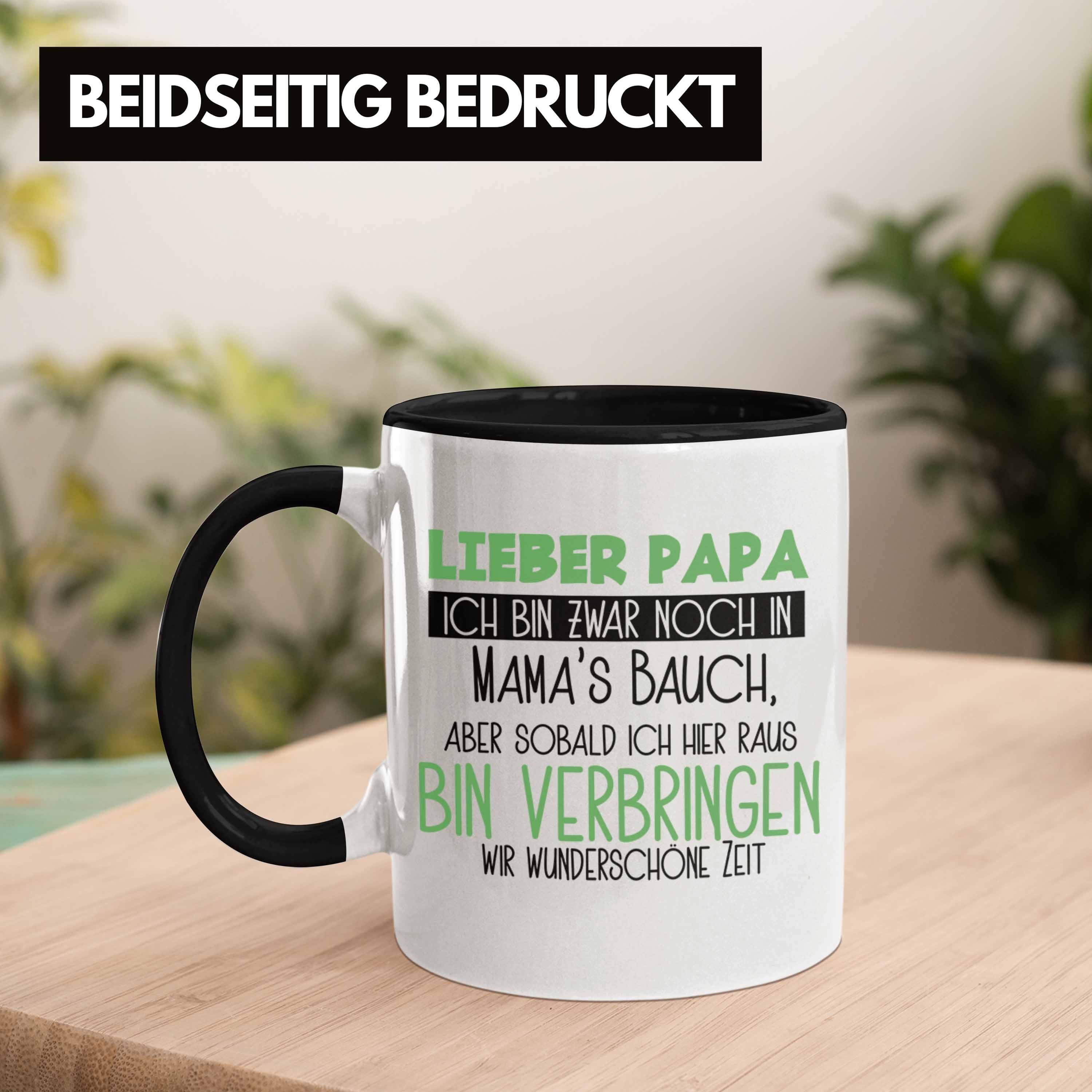 Trendation Tasse Schwangerschaft Tasse Tochter Sohn Geschenk Schwarz Papa Schwangerschafts für