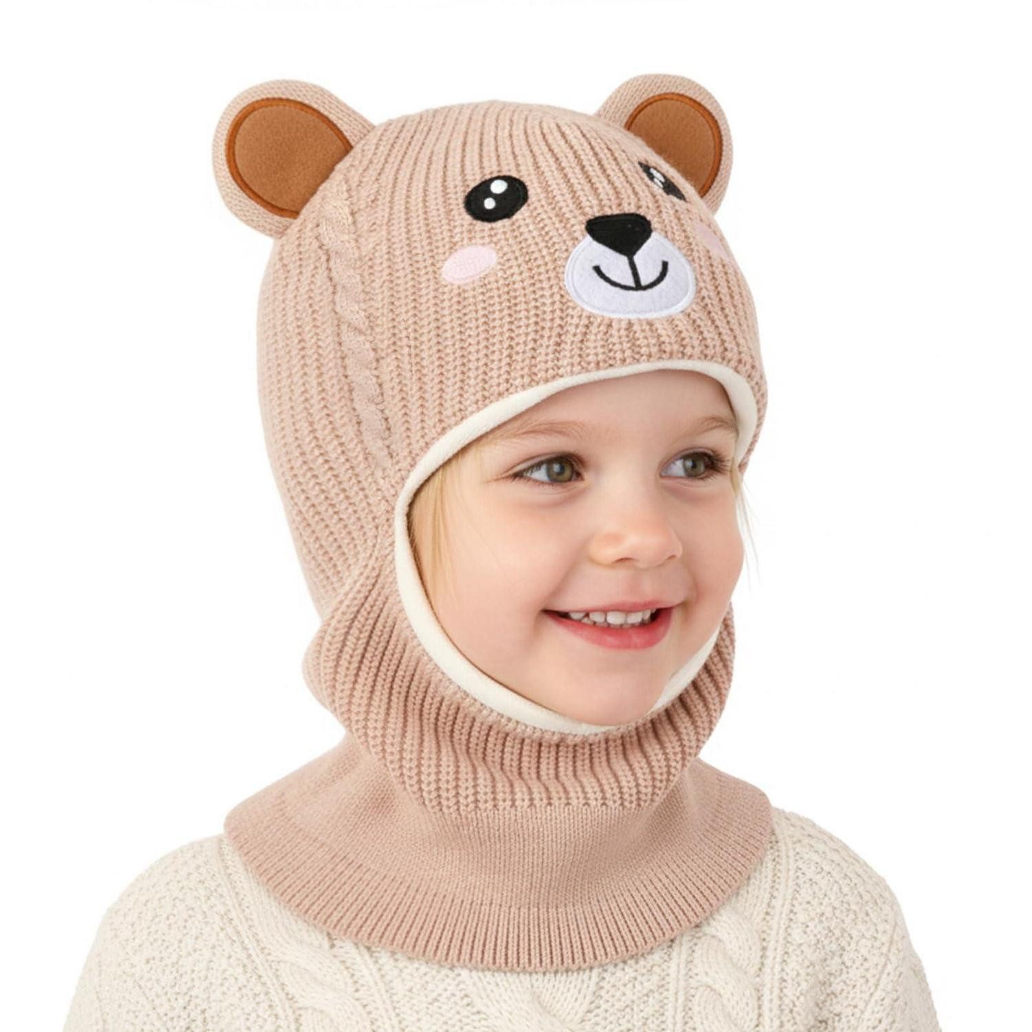 Sturmhaube Schlupfmütze Baby Mädchen Jungen Thermo Fleece Earflap Hellrosa