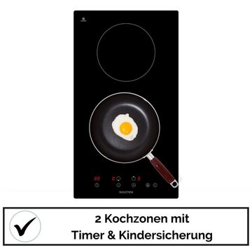 YUNA Induktions-Kochfeld YUNA Calor CALOR EBKI2, automatische Topferkennung, Kindersicherung, Timer, Restwärmeanzeige