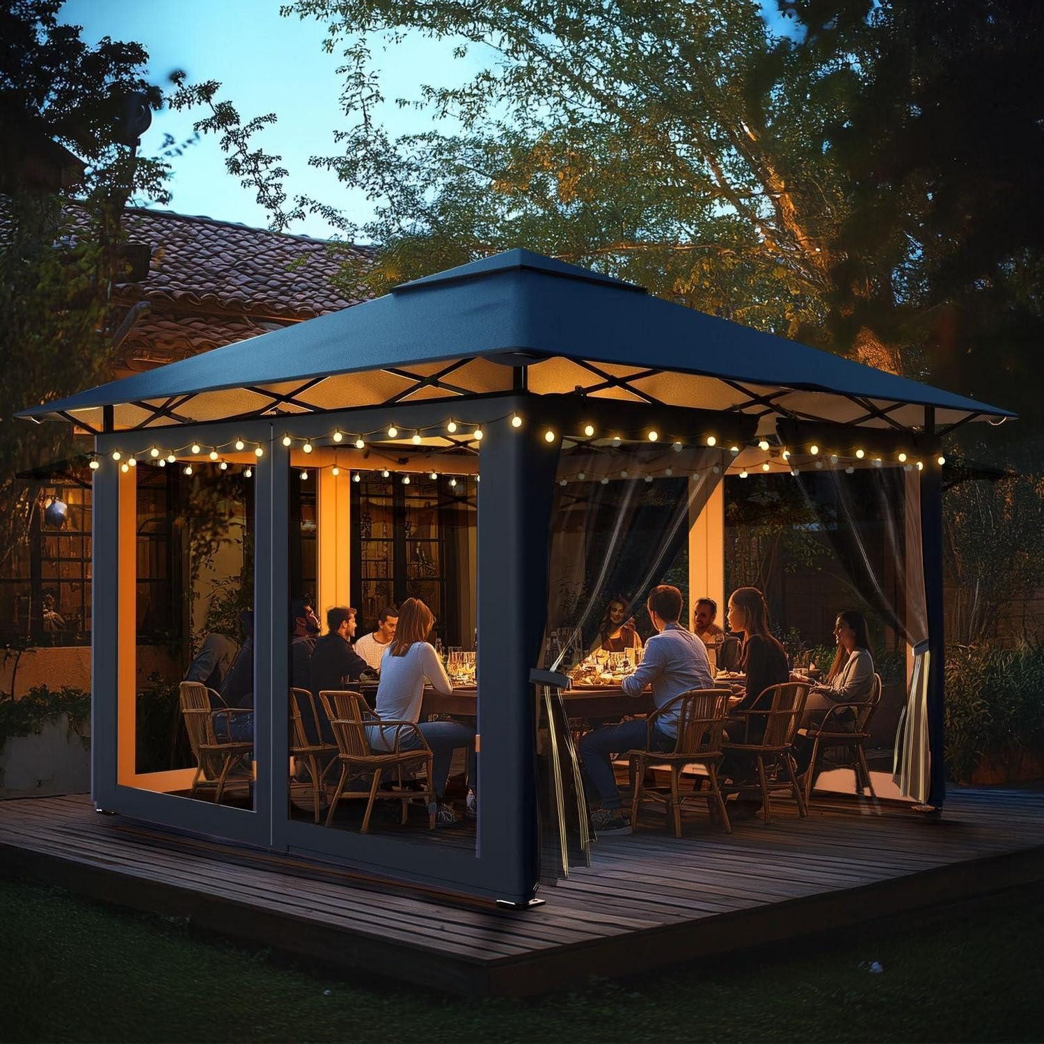 LuxusKollektion Faltpavillon Gartenpavillon 3x3m Anthrazit mit Moskitonetz