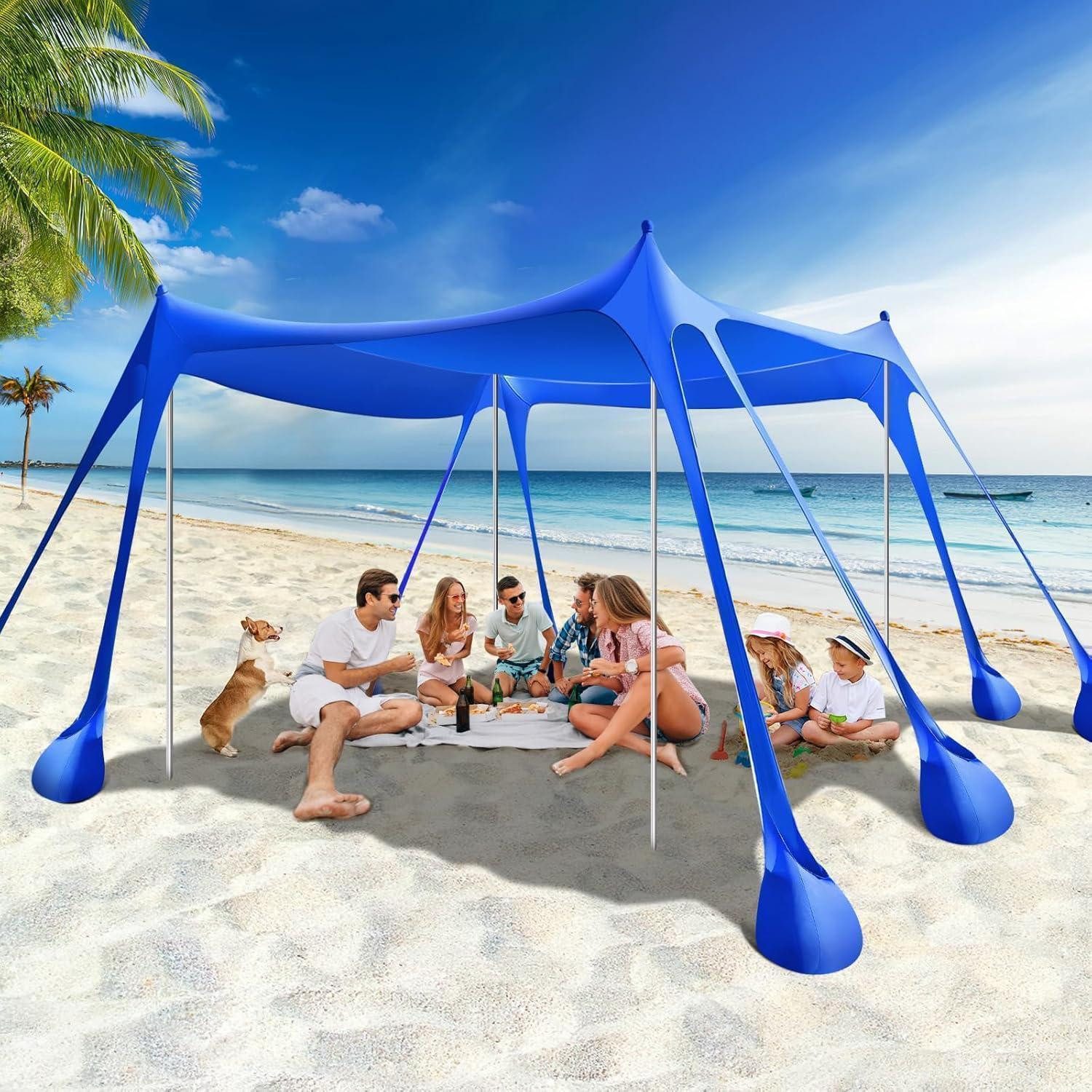 Strandmuschel Strandmuschel UPF50+ Strandzelt Sonnenschutz mit Sandschaufeln und