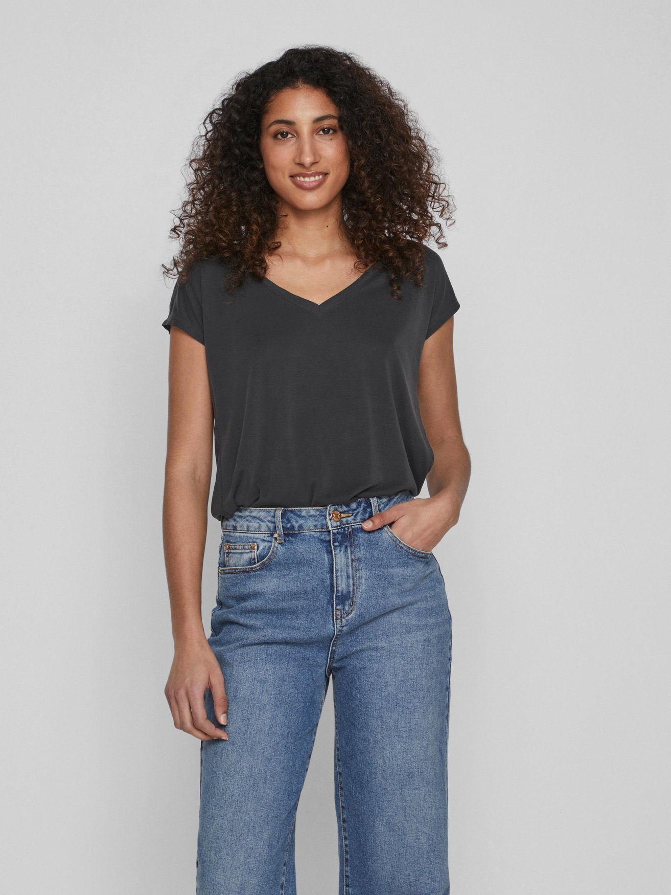 Vila T-Shirt Basic V-Neck Oberteil VIMODALA günstig online kaufen