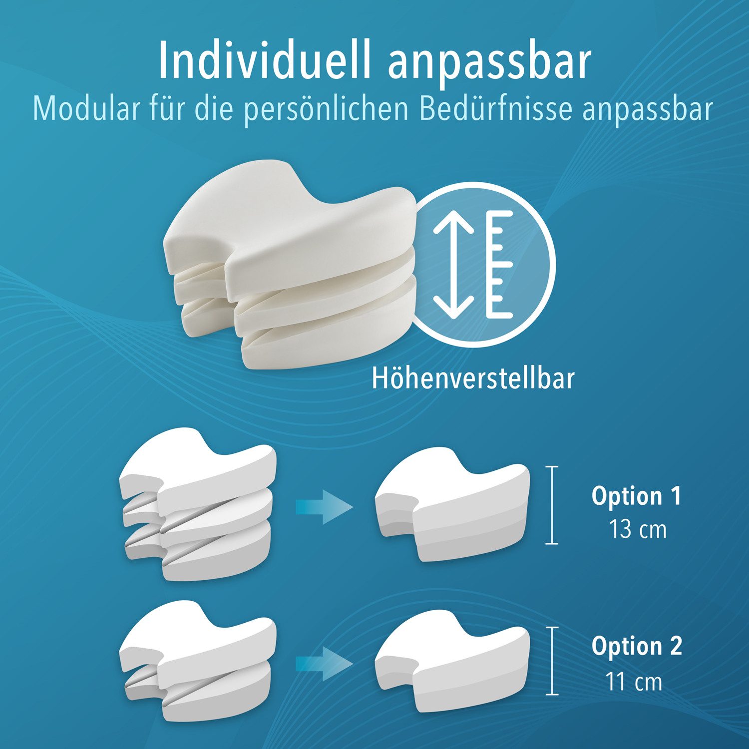 Blumtal Kniekissen Blumtal Kniekissen für Seitenschläfer aus Memory Foam, Memory Foam, anpassbare Höhe, mit Fixiergurt