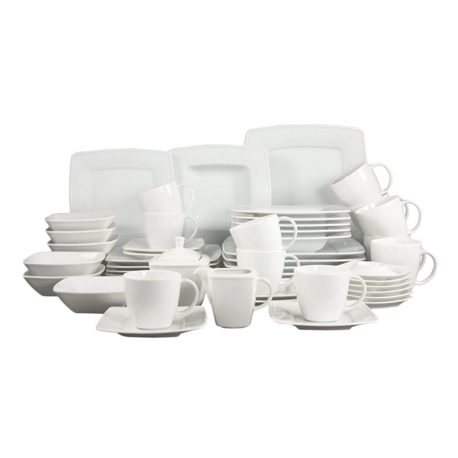 Porzellan, Geschirr-Set aus Schönes CreaTable weiß, 6 (50-tlg), Kombiservice 6 Komplettset Service, VICTORIA 50 großen einer Serie Personen, Personen, Teile, für