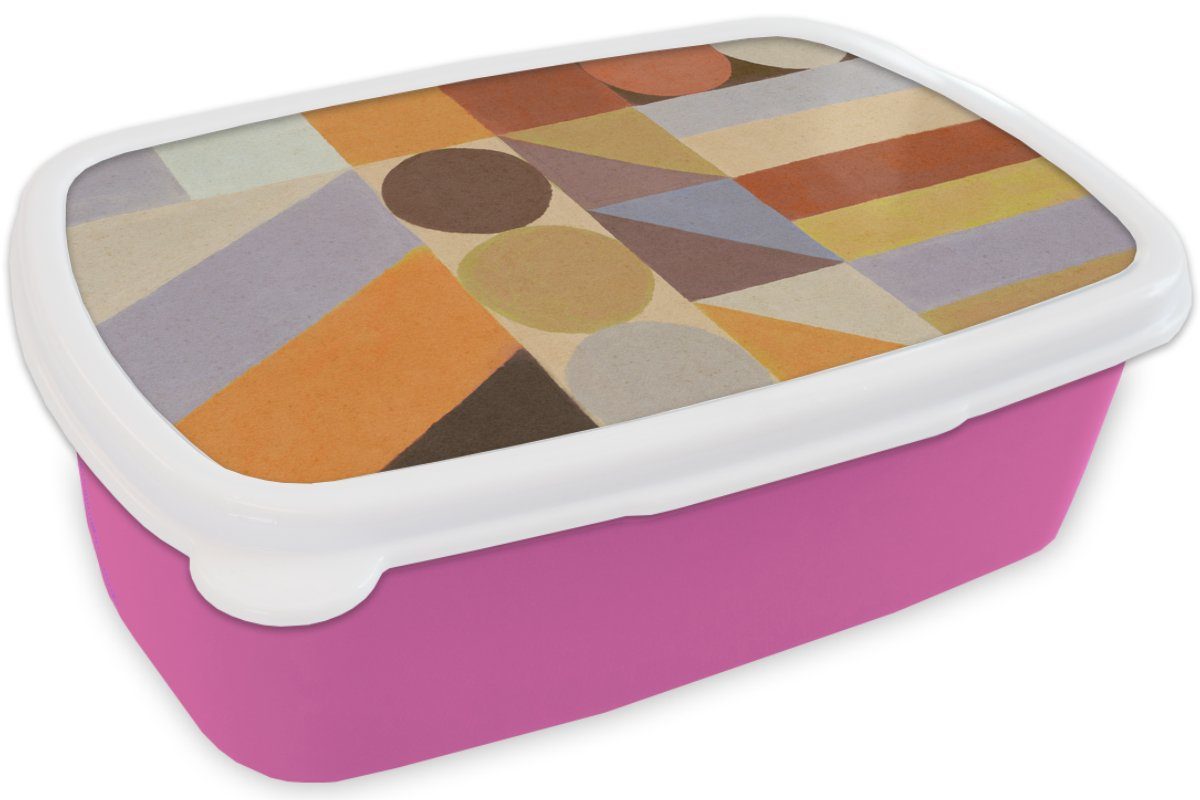 Pastell, Farben Lunchbox Erwachsene, Mädchen, Geometrie (2-tlg), - für Kinder, Brotdose Kunststoff, rosa - Snackbox, MuchoWow Formen Kunststoff Brotbox -