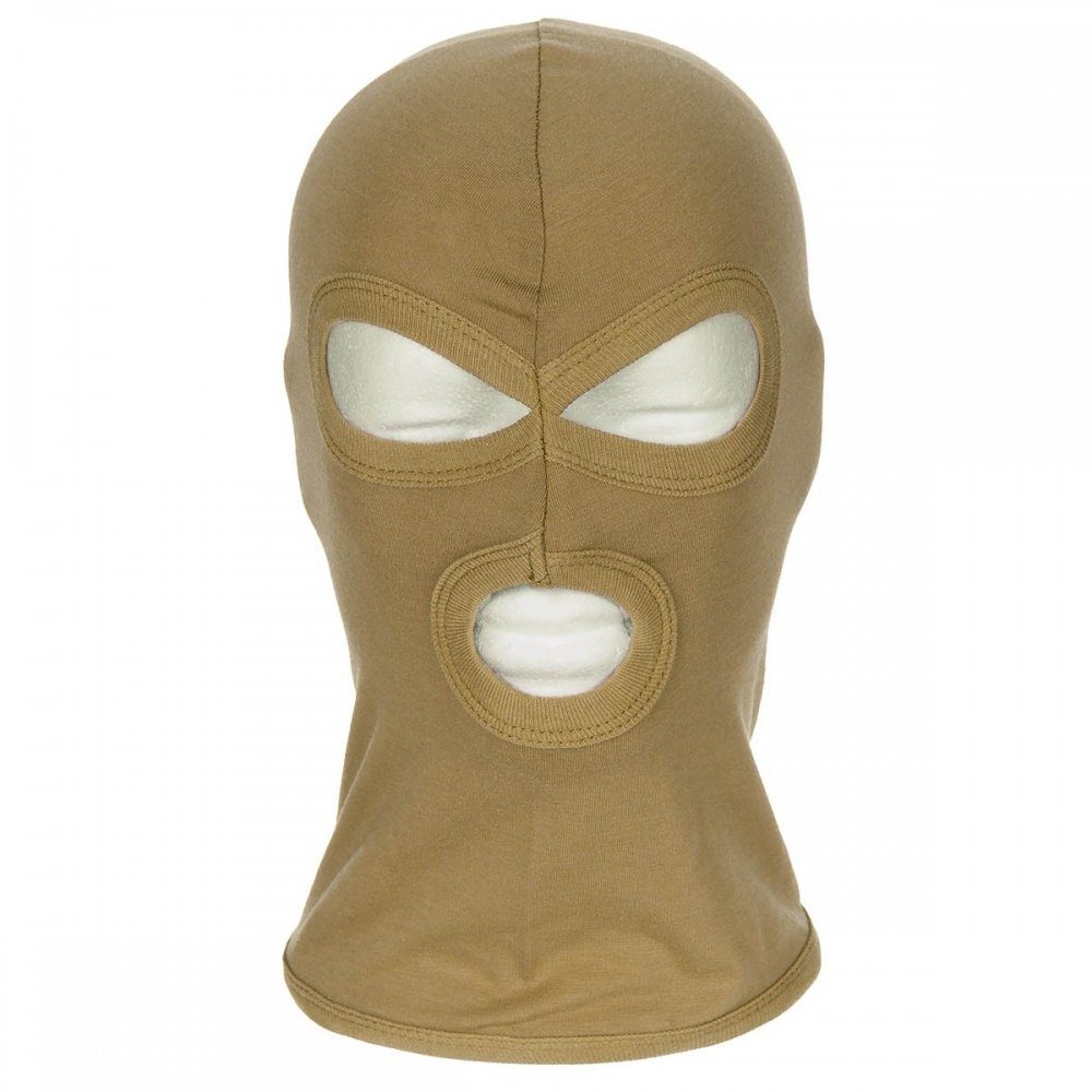 MFH Schlupfmütze Balaclava, 3-Loch, dünn, coyote tan, 100 % Baumwolle (Packung) dünn