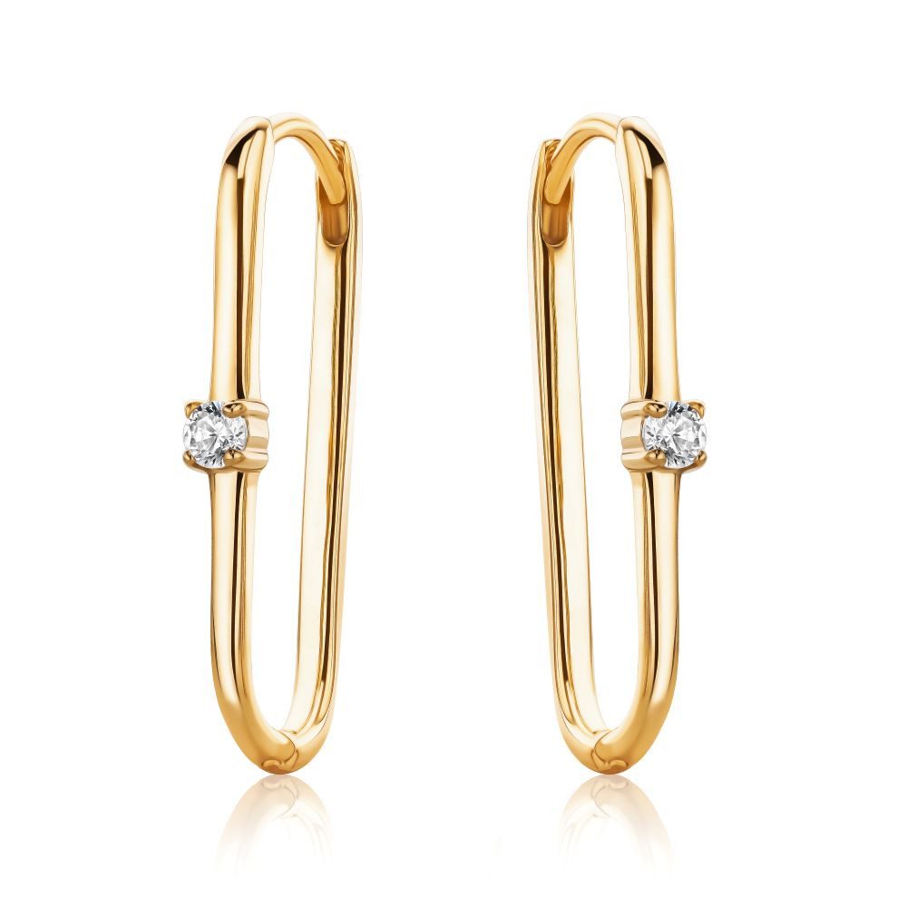 Miore Klappcreolen MSAE296E - 925 Sterling Silber Ohrringe vergoldet - Zirkonia 0,25 Kt, für Damen 18 Kt. vergoldet