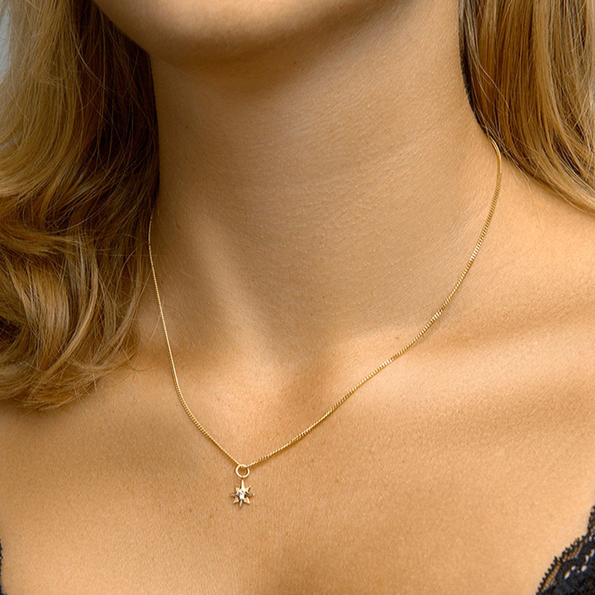 NICEANDnoble Kettenanhänger 585er Gold 14 Karat Anhänger Polarstern mit Zir günstig online kaufen