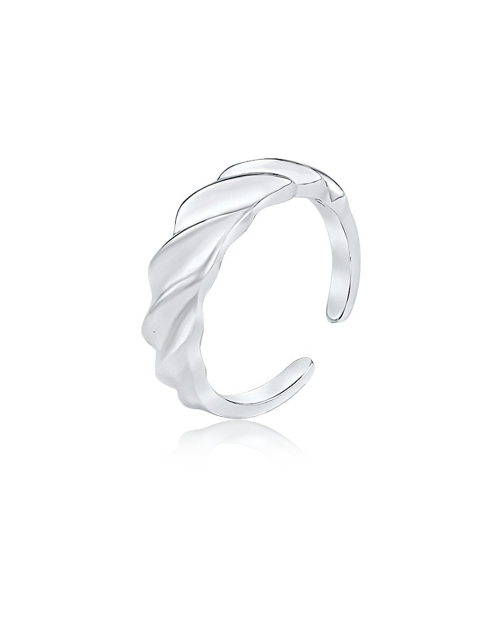 DANIEL CLIFFORD Silberring 'Ally' Damen Ring Silber 925 rhodiniert,  Silberring größenverstellbar (inkl. Schmuckbox), größenverstellbar,  gedrehter Statement-Ring massiv