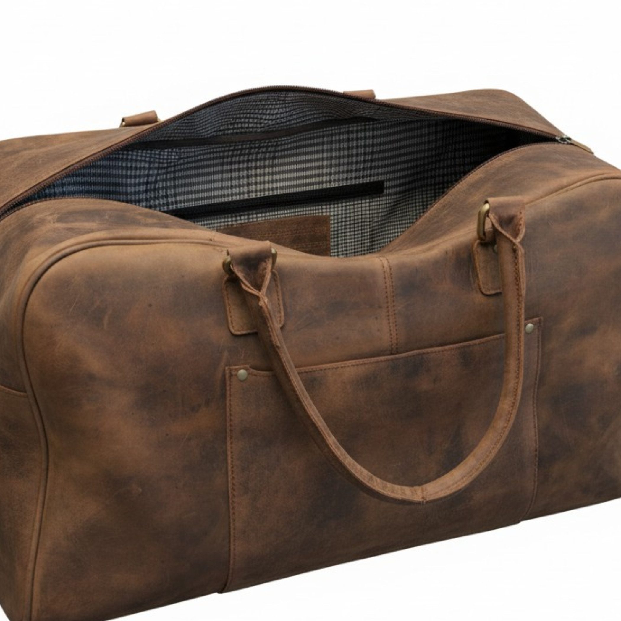 Ella Eisvogel Weekender Echtleder Reisetasche Weekender aus Rindleder – Leder Sporttasche, Hochwertige Leder-Reisetasche mit großzügigem Stauraum, Vintage-Optik
