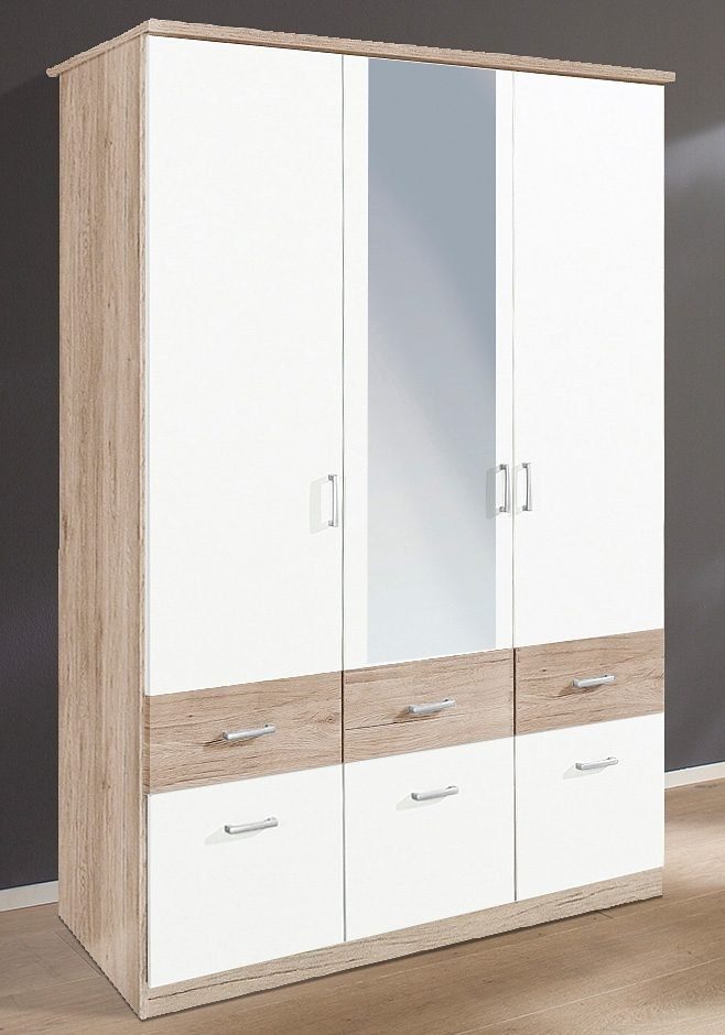 rauch Kleiderschrank Kleiderschrank Schrank Garderobe deckenhoher Schrank BREMEN (optional mit Spiegel, Breiten: 91/136/181 cm, Höhe: 199 cm) in vielen Farbvariationen, inkl. Kranzblende MADE IN GERMANY