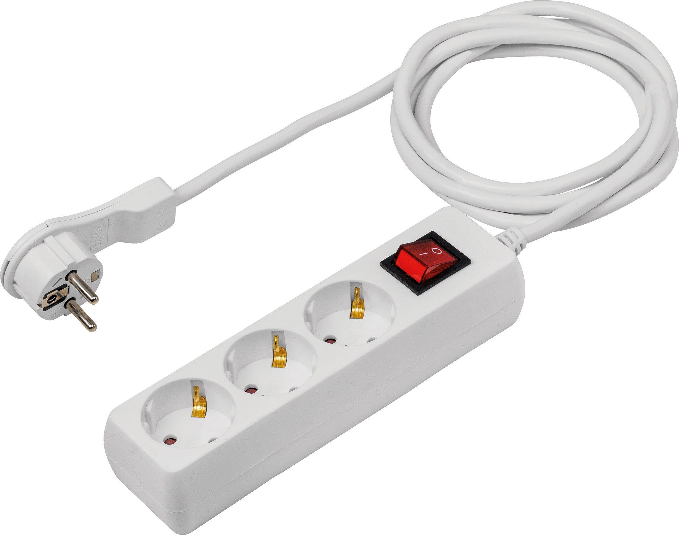 as - Schwabe Steckdosenleiste- Mehrfach, 2m, mit Schalter, IP20 Steckdosenleiste 3-fach (Ein- / Ausschalter, Schalterbeleuchtung, Schutzkontaktstecker, Kabellänge 2 m), mit erhöhtem Berührungsschutz und Schalter