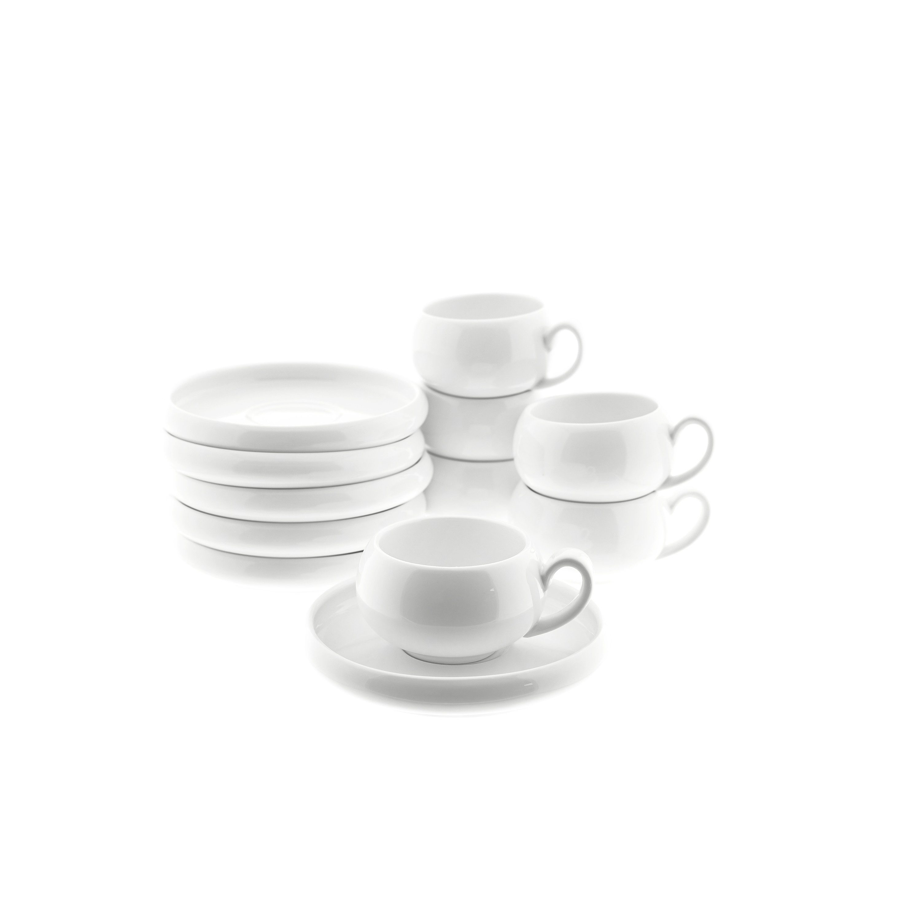 Almina Кофейный сервиз Belicia Mokkatassen-Set mit Untertasse - 12-teilig aus Porzellan (12-tlg), 6 Personen, Porzellan, 12-teilig, aus Porzellan, für 6 Personen