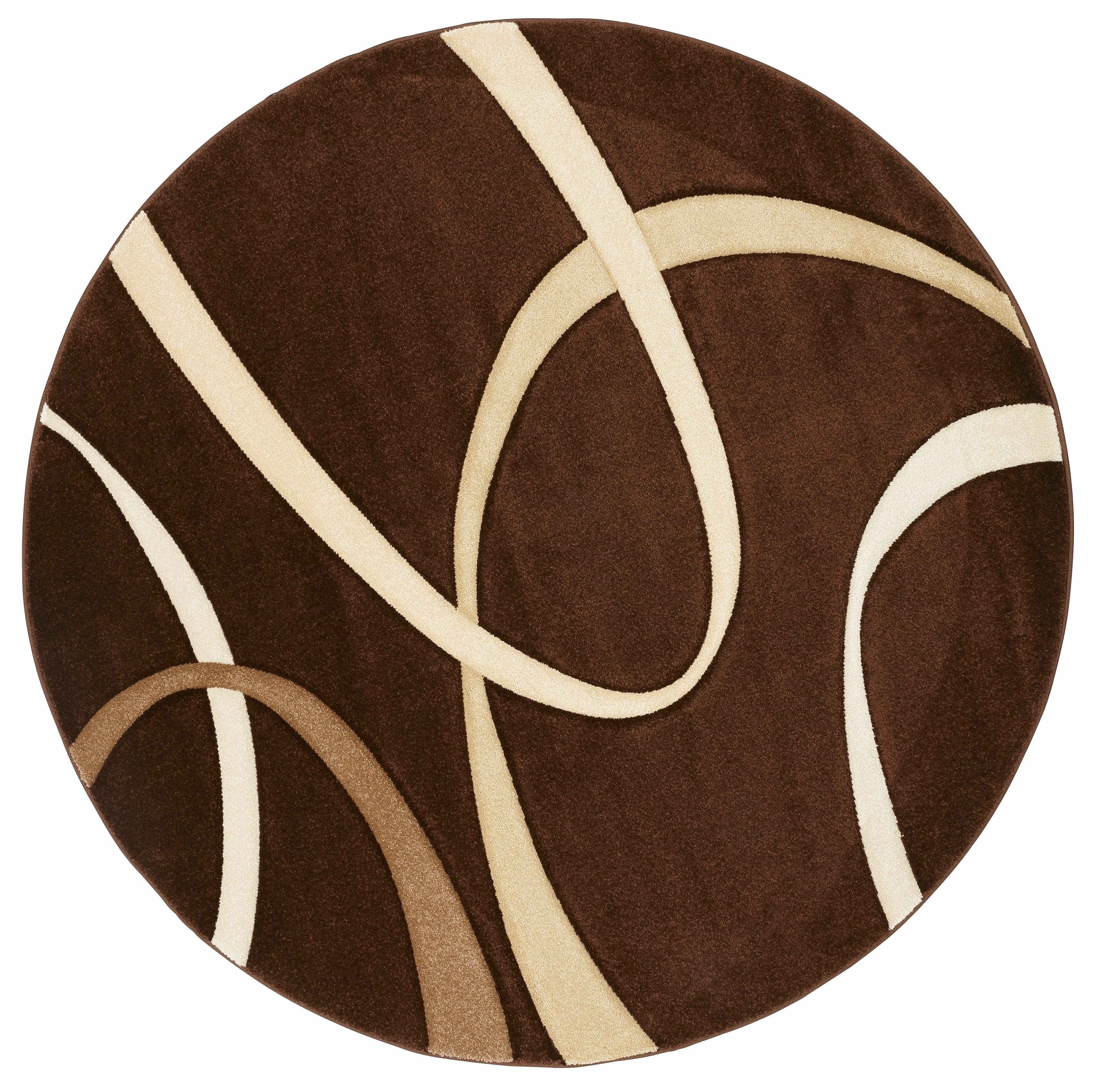 Teppich Bilbao, my home, rund, Höhe: 13 mm, handgearbeiteter Konturenschnitt, rund, Kurzflor, elegant, 3D-Design braun
