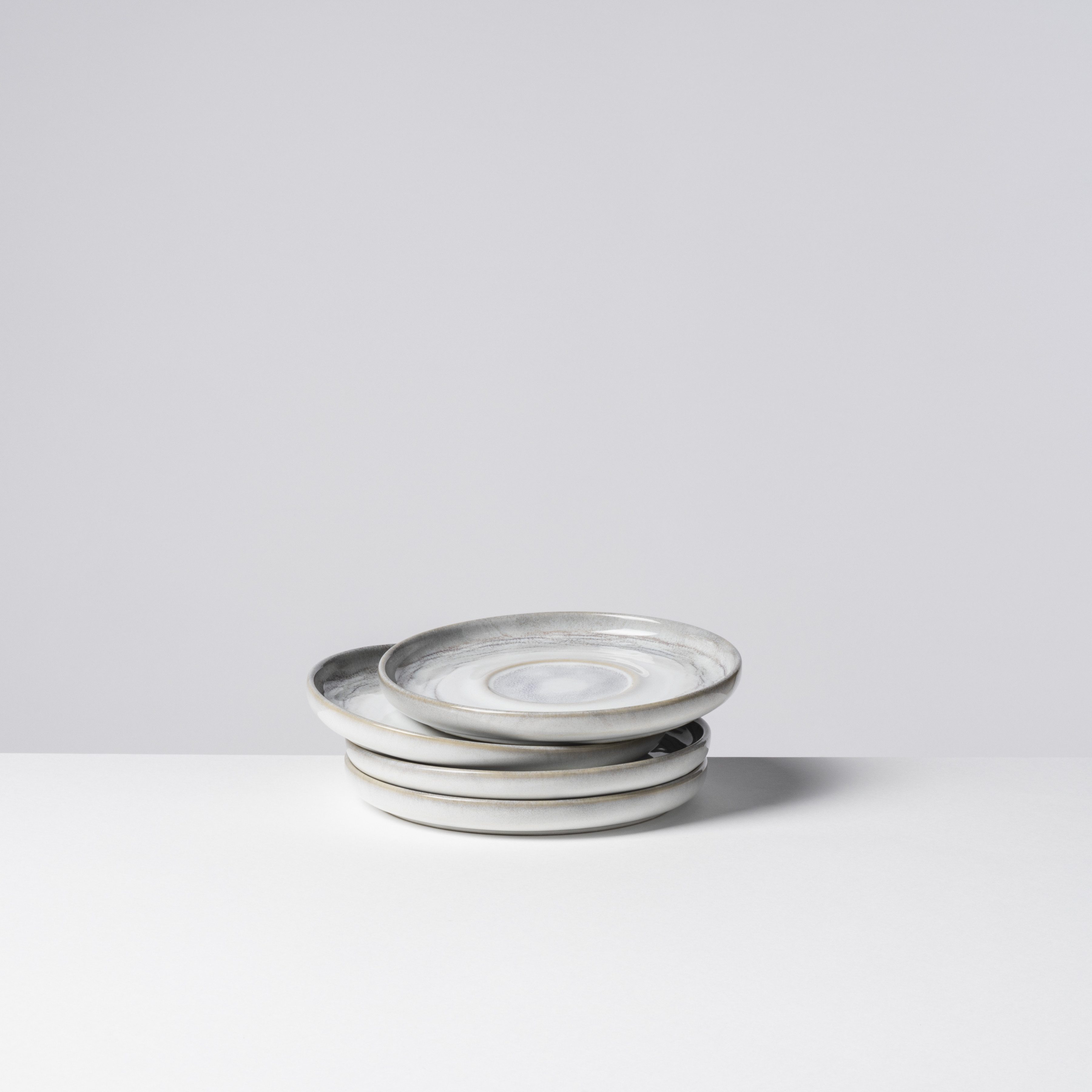 Gipfelstück Untertasse Teller Set, Tiefer See, (4 St), Scandi-Style, glänzende Reaktivglasur, jedes Stück ein Unikat