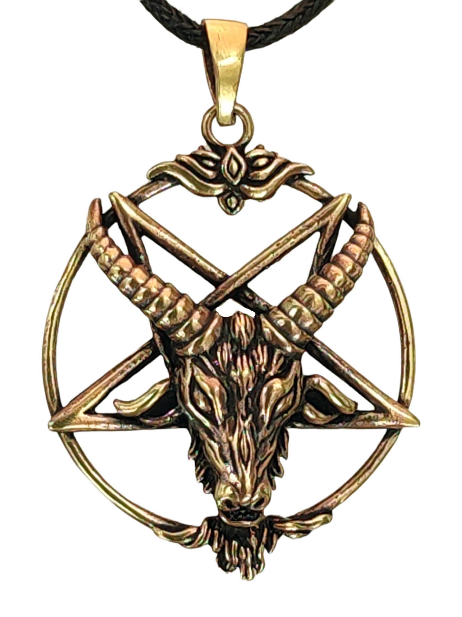 Kiss of Leather Kettenanhänger Pentagramm Anhänger Bronze Baphomet Drudenfuß Satan Teufel schwarze Magie