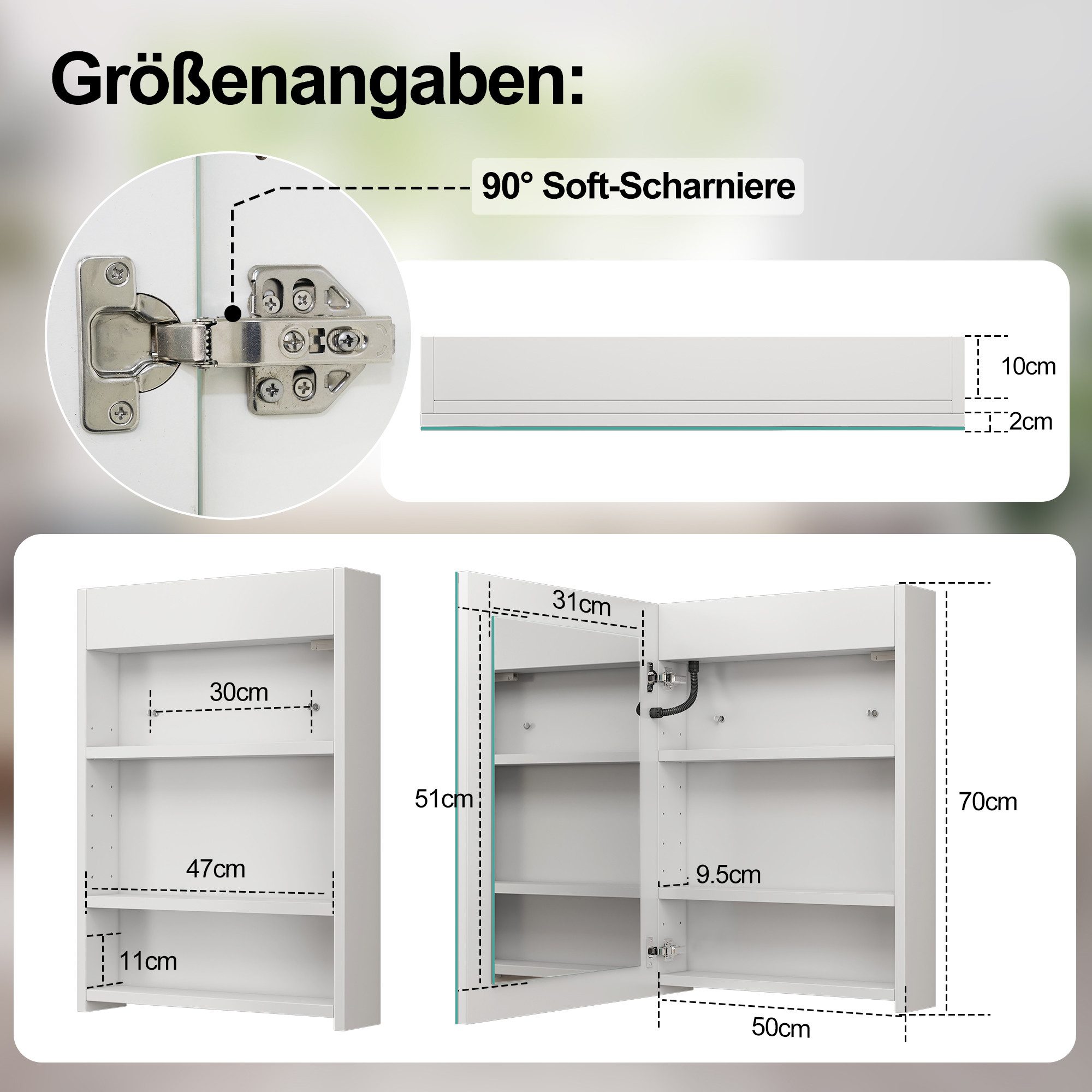 STARLEAD Spiegelschrank mit Anti-Beschlag-Funktion, 3 Lichtfarben günstig online kaufen