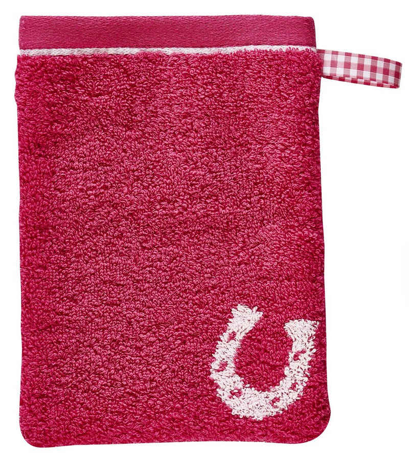 Dyckhoff Waschhandschuh Kinderfrottierserie 'Pferdefreunde' Waschhandschuh 16 x 21 cm Pink