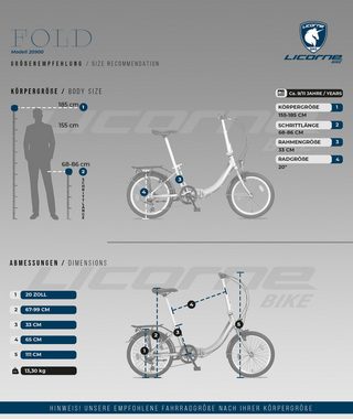 Licorne Bike Klapprad Licorne Bike Fold Premium Klapprad 20 Zoll Aluminiumrahmen