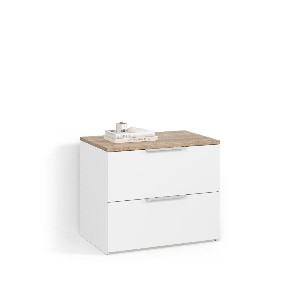 Livinity® Kommode Piave, Weiß/Sonoma, mit 2 Schubladen (1 St)