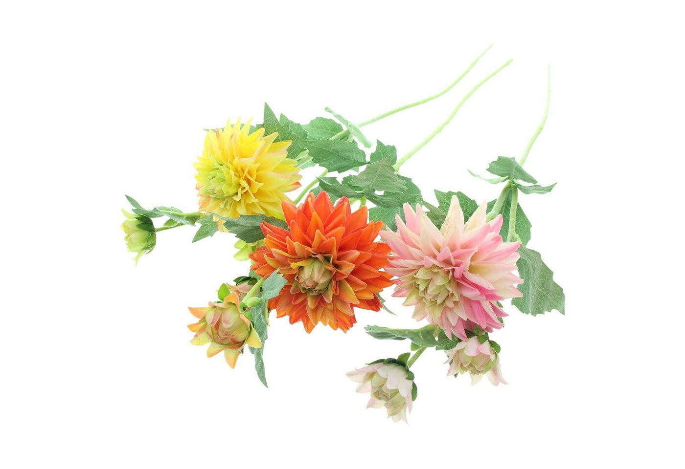 Kunstblume "Dahlie" 3er Set, Kunstblüten wie echt, künstliche Blumen mit Blüten, Dekoleidenschaft, Höhe 61 cm