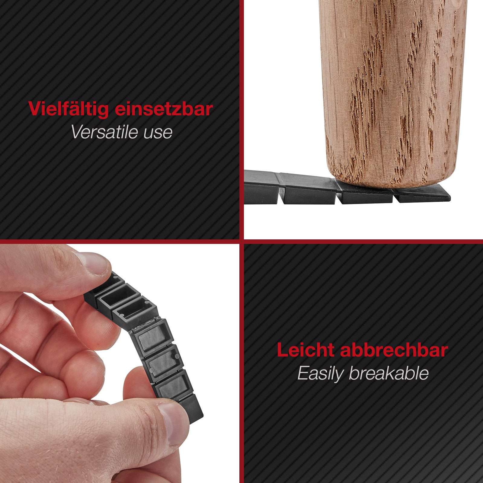 SO-TECH® Montagekeil Möbelkeile zum Ausgleich 1,2 - 7,5 mm Höhenunterschied, (50-St), Unterlegkeile mit Sollbruchstellen, Kunststoff, schwarz – Bild 4 von 5