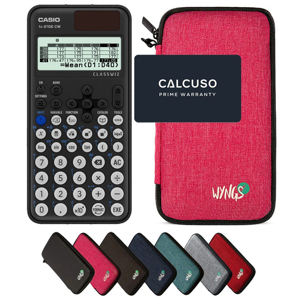 CASIO Taschenrechner fx-87DE CW ClassWiz inkl. WYNGS Schutztasche Pink