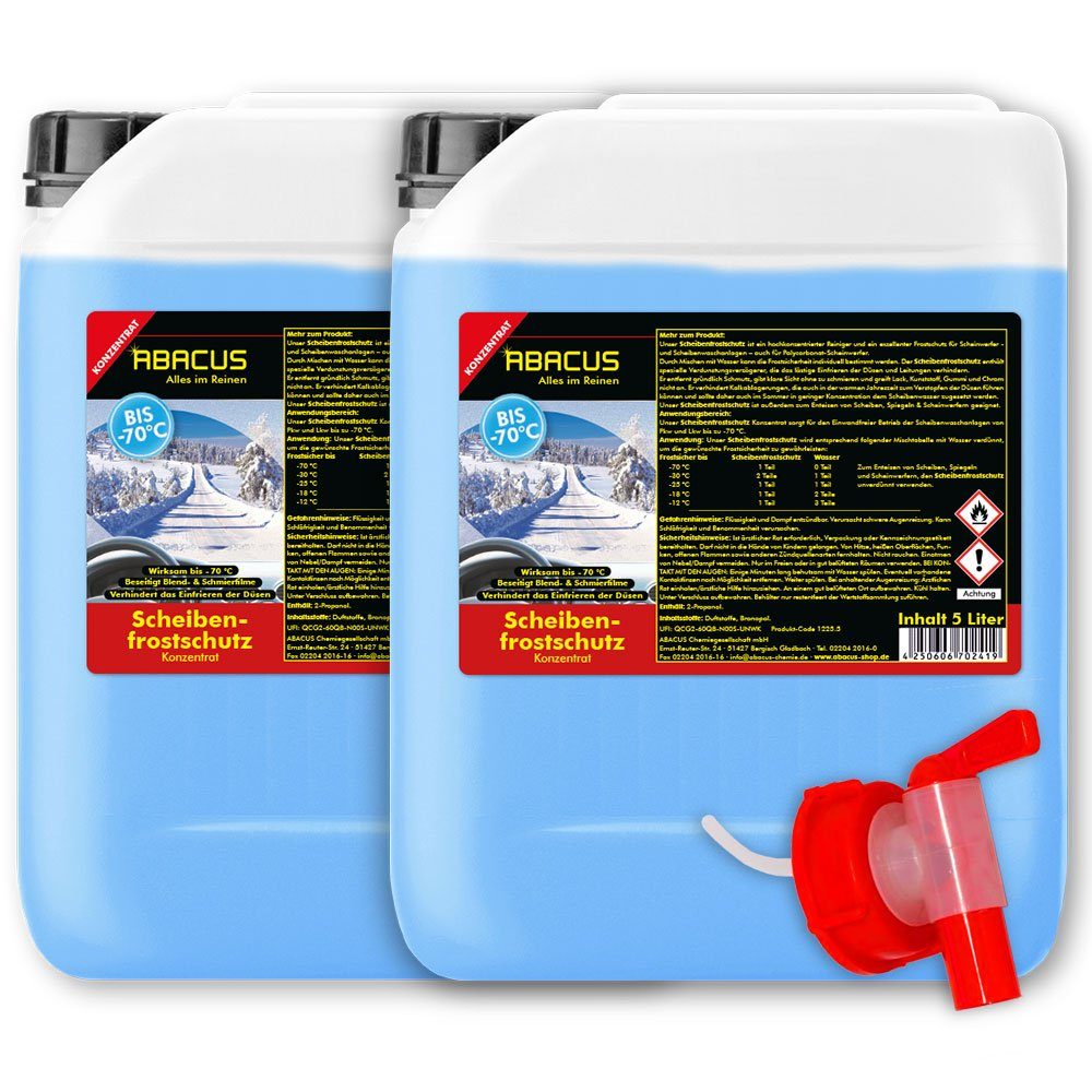 ABACUS Scheibenfrostschutz bis -70 °C Scheibenfrostschutz Konzentrat Frostschutzmittel, Sicher für alle Materialien, Lacke & Dichtungen, 3 St., Wirkt bis -70 °C, Reinigt ohne zu schmieren