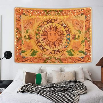 Wandteppich mit brennender Sonne,Wandbehang für Zimmer, 130 x 150 cm, Henreal