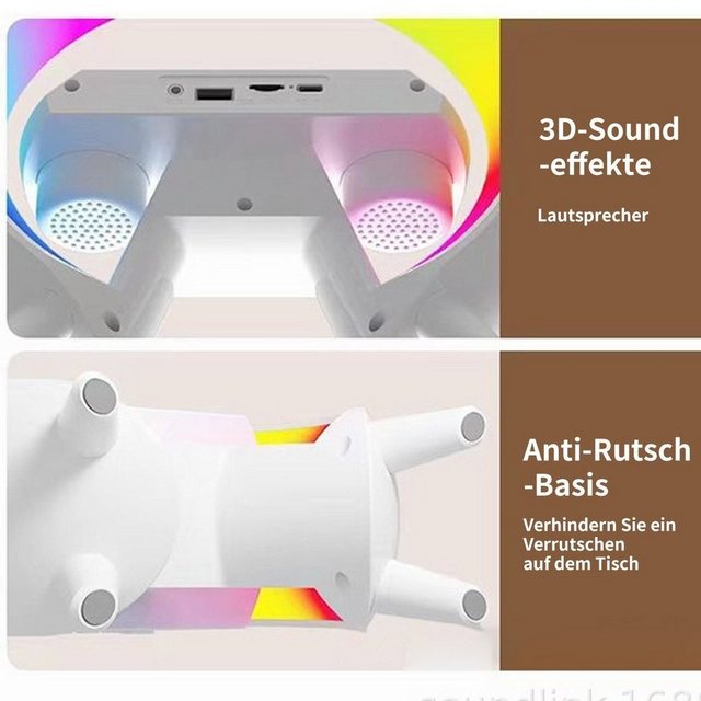 Gontence Wecker Wecker Lautsprecher mit Umgebungslicht,Mehrere Lichteffekte Bluetooth-Lautsprecher (Geeignet als Geburtstagsgeschenk)
