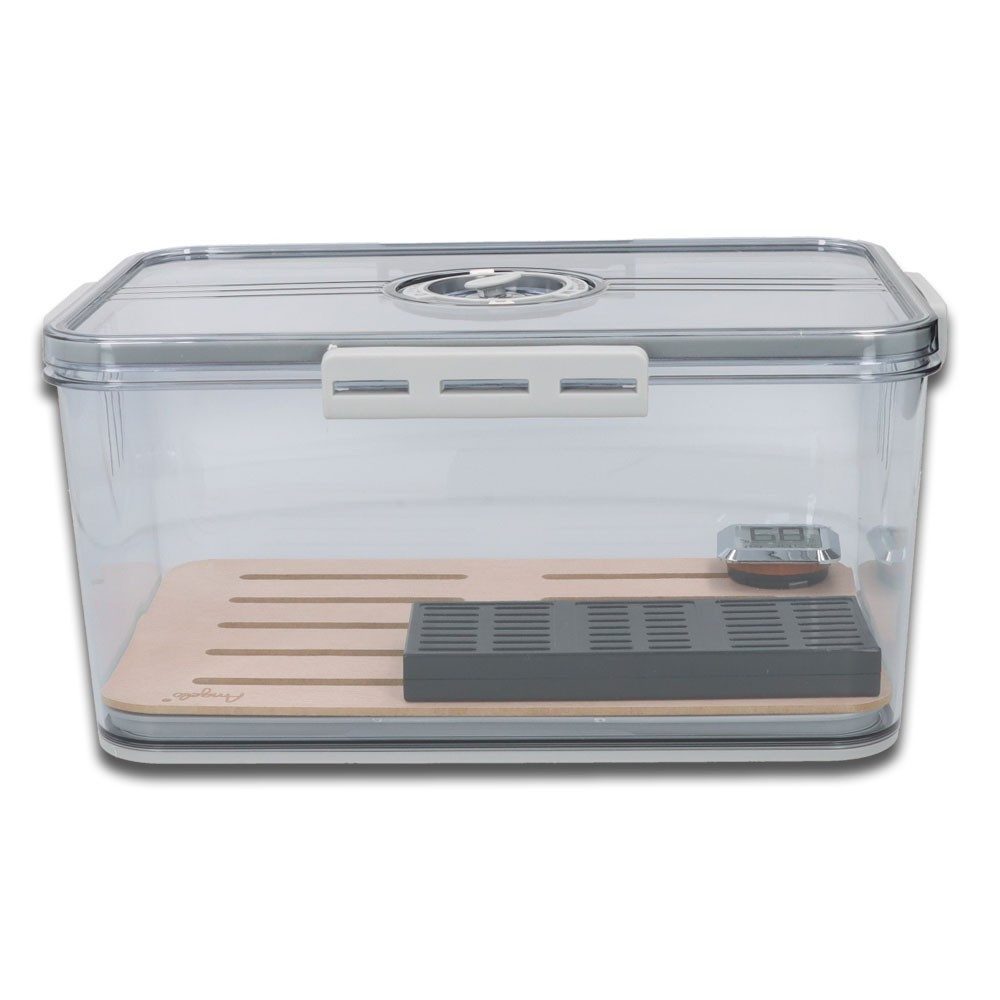 Coumo Humidor Große Profi Humidor Box Transparent, Digitales Hygrometer TFA