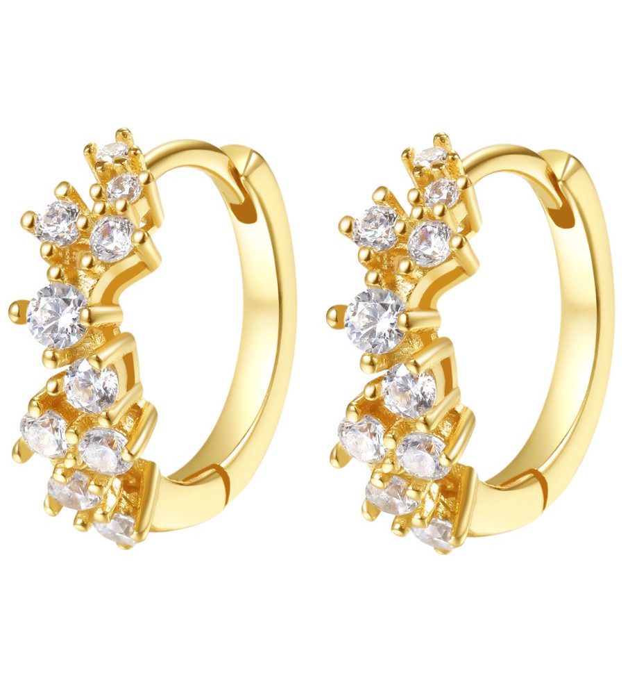 Hey Happiness Paar Creolen Zirkonia Ohrringe, 18K Vergoldetes Silber, Kleine Silber 925er Ohrringe Damen Kristalle, Brautschmuck