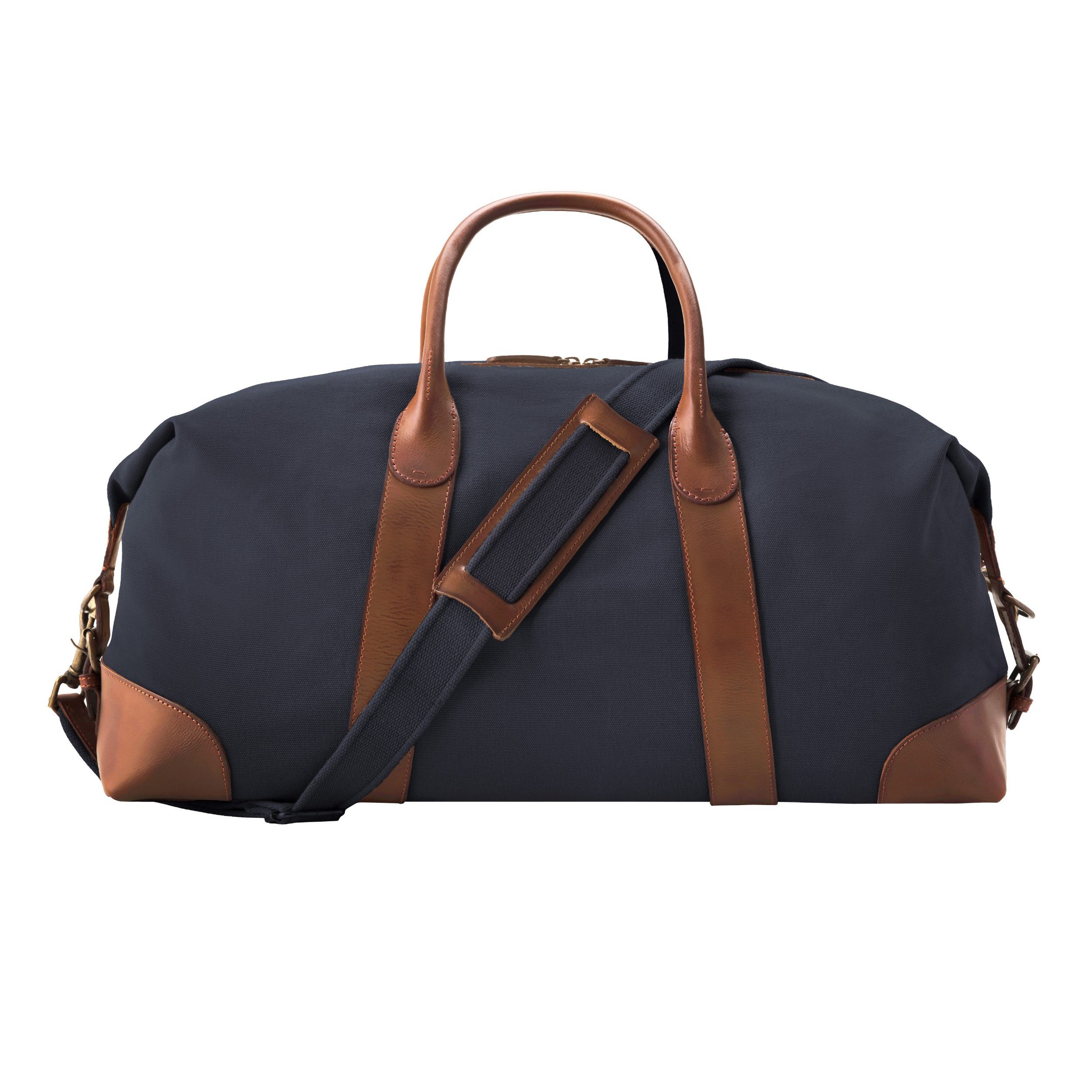 DRAKENSBERG Reisetasche Weekender »David« (60) Marine-Blau, Herren, Damen, Vintage, wasserabweisendes Canvas und Büffelleder