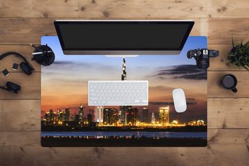 MuchoWow Gaming Mauspad Der Burj Khalifa beleuchtet von einem fantastischen Himmel (1-St), Büro für Tastatur und Maus, Mousepad Gaming, 90x60 cm, XXL, Großes